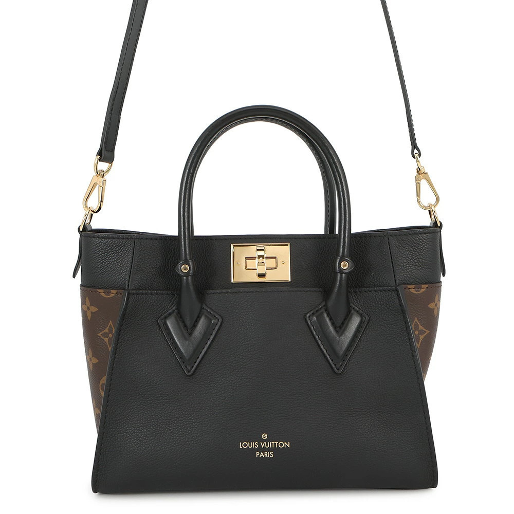 Louis Vuitton Monogram Calf Leather Handbag On My Side Shoulder Bag Black